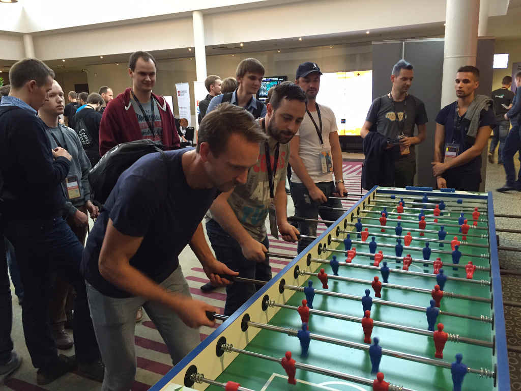 Team Tradera at the fussball table