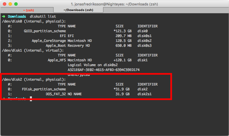 Find disk using terminal